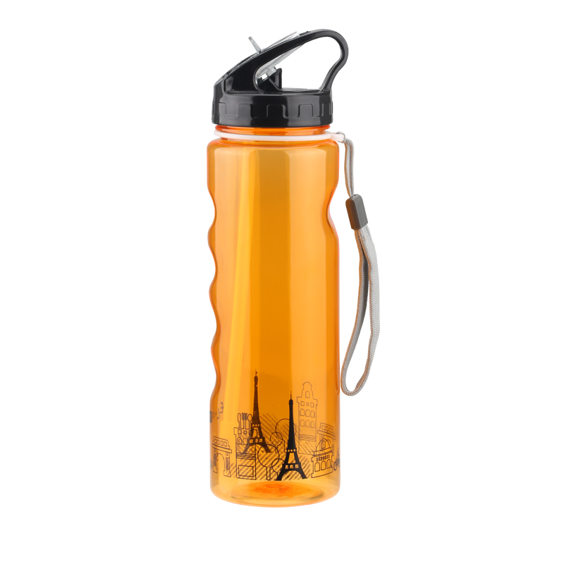 艾蒙多tritan吸管水杯 女男运动水壶健身防漏带提绳便携塑料杯子750mL